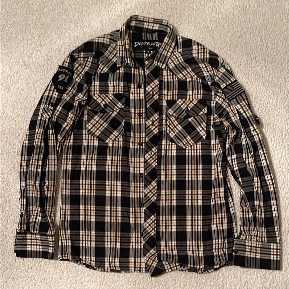 District Black and Cream Plaid Shirt